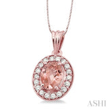 Oval Shape Gemstone & Diamond Pendant