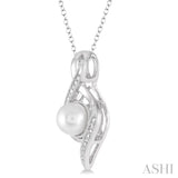 Silver Pearl & Diamond Pendant