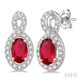 Oval Shape Gemstone & Diamond Earrings