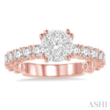 1 Ctw Diamond Lovebright Ring in 14K Rose and White Gold