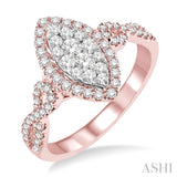 3/4 Ctw Marquise Shape Diamond Lovebright Ring in 14K Rose and White Gold