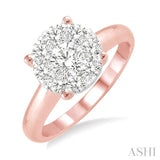 1 Ctw Lovebright Round Cut Diamond Ring in 14K Rose and White Gold