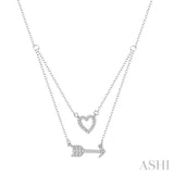 Heart Shape & Arrow Layered Diamond Pendant