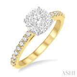 1/2 Ctw Diamond Lovebright Engagement Ring in 14K Yellow and White Gold