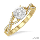 1/3 Ctw Lovebright Round Cut Diamond Engagement Ring in 14K Yellow and White Gold