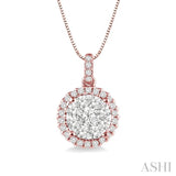 1/2 Ctw Lovebright Round Cut Diamond Pendant in 14K Rose and White Gold with Chain