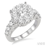 2 Ctw Round Diamond Lovebright Ring in 18K White Gold