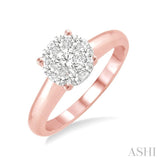 1/8 Ctw Lovebright Round Cut Diamond Ring in 14K Rose Gold