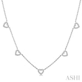 Heart Shape Diamond Station Necklace