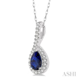 Pear Shape Gemstone & Diamond Pendant