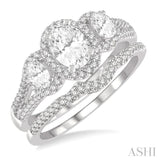 Oval Shape Past Present & Future Diamond Wedding Set