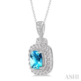 Silver Gemstone & Diamond Pendant