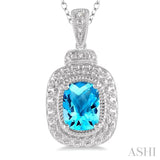 Silver Gemstone & Diamond Pendant