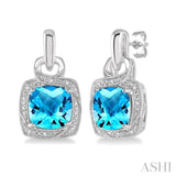 Silver Gemstone & Diamond Earrings