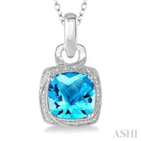 Silver Gemstone & Diamond Pendant