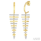 1/5 Ctw Two Tone Parallel Bar Round Cut Diamond Fashion Earring in 10K Yellow & White Gold