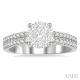 3/4 Ctw Round Lovebright Diamond Cluster Ring in 14K White Gold