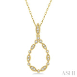 1/8 Ctw Marquise Lattice Hollow Drop Round Cut Diamond Pendant With Chain in 10K Yellow Gold