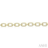 1 1/2 Ctw Round Cut Diamond Encrusted Link Paper Clip Chain Bracelet in 14K Yellow Gold