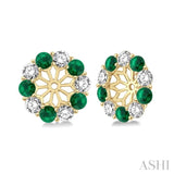 2.30 MM Round Cut Emerald and 1/2 Ctw Round Cut Diamond Precious Earrings Jacket in 14K Yellow Gold