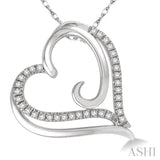 1/10 Ctw Round Cut Diamond Heart Pendant in 10K White Gold with Chain