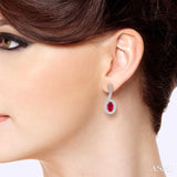 Oval Shape Gemstone & Diamond Earrings