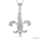 Silver Fleur De Lis Diamond Pendant