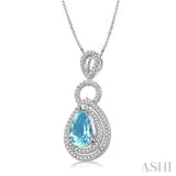 Pear Shape Gemstone & Diamond Pendant