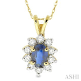 Oval Shape Gemstone & Diamond Pendant