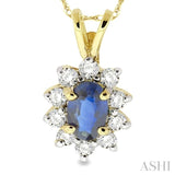 Oval Shape Gemstone & Diamond Pendant