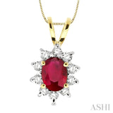 Oval Shape Gemstone & Diamond Pendant