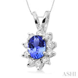 Oval Shape Gemstone & Diamond Pendant