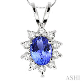 Oval Shape Gemstone & Diamond Pendant