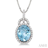 Oval Shape Gemstone & Diamond Pendant