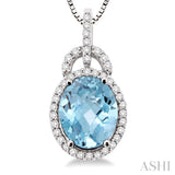 Oval Shape Gemstone & Diamond Pendant