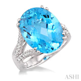 Oval Shape Gemstone & Diamond Ring