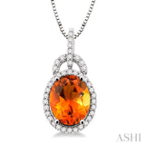 Oval Shape Gemstone & Diamond Pendant