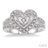 Silver Heart Shape Diamond Fashion Ring