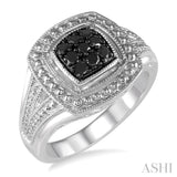 Silver Black Diamond Fashion Ring