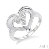 Silver Heart Shape Diamond Fashion Ring