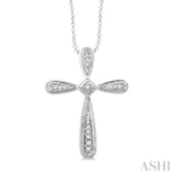 1/10 Ctw Single Cut Diamond Cross Pendant in Sterling Silver with Chain