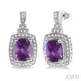 Silver Gemstone & Diamond Earrings