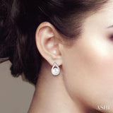 Silver Pearl & Diamond Earrings