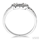 Silver Twin Heart Shape 2 Stone Diamond Fashion Ring