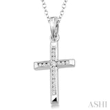 Silver Cross Channel Set Diamond Pendant