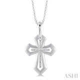 1/20 Ctw Single Cut Diamond Cross Pendant in Sterling Silver with Chain