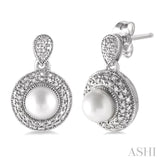 Silver Pearl & Diamond Earrings