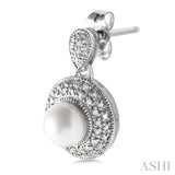 Silver Pearl & Diamond Earrings