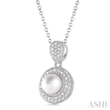 Silver Pearl & Diamond Pendant