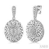 Silver Oval Shape Diamond Earrings